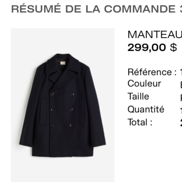 H&M Premium Selection oversize Navy Coat - Picture 4 of 9